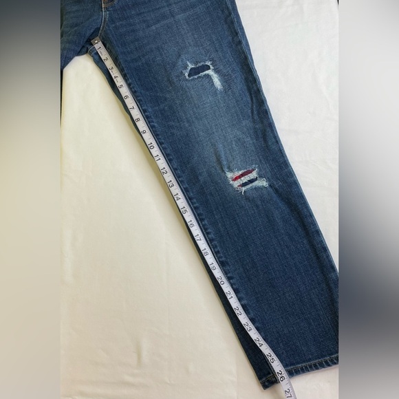Talbots Flawless Five Pocket Boyfriend Style Distressed Plaid Patches Size 8P - Picture 7 of 7